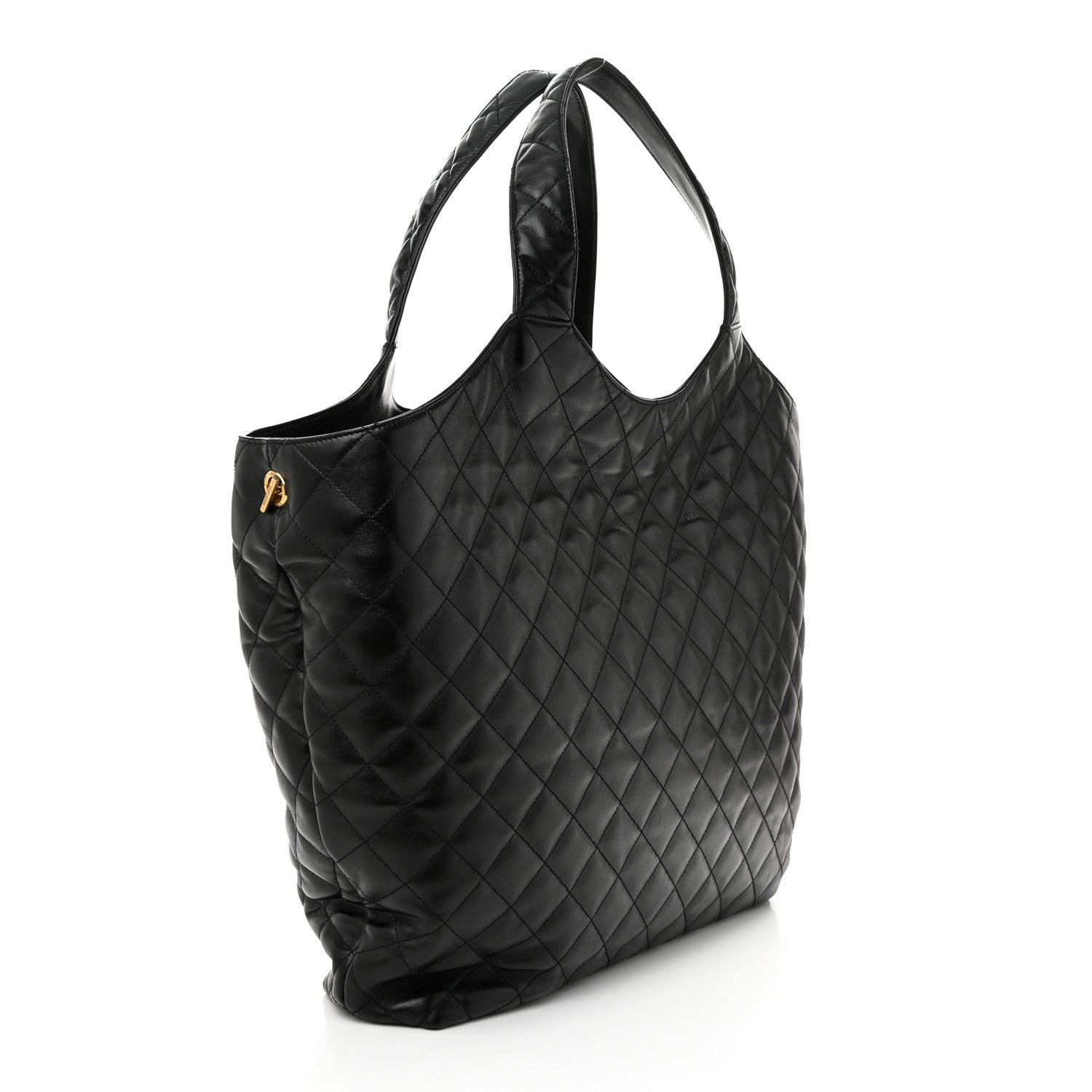 Saint Laurent Lambskin Quilted Maxi Icare Shopping Tote Black 4 of 12
