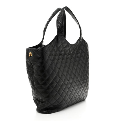 Saint Laurent Lambskin Quilted Maxi Icare Shopping Tote Black 4 of 12