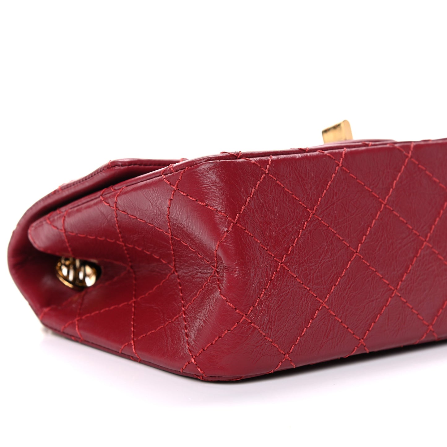 Aged Calfskin Quilted 2.55 Reissue Mini Flap Red