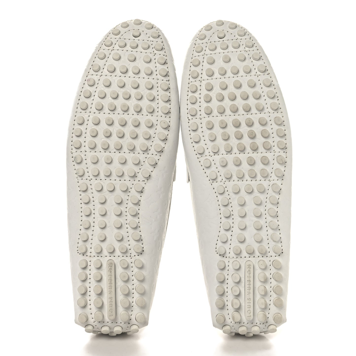 Soft Calfskin Mini Monogram Embossed Mens Hockenheim Moccasin Loafers 10 White