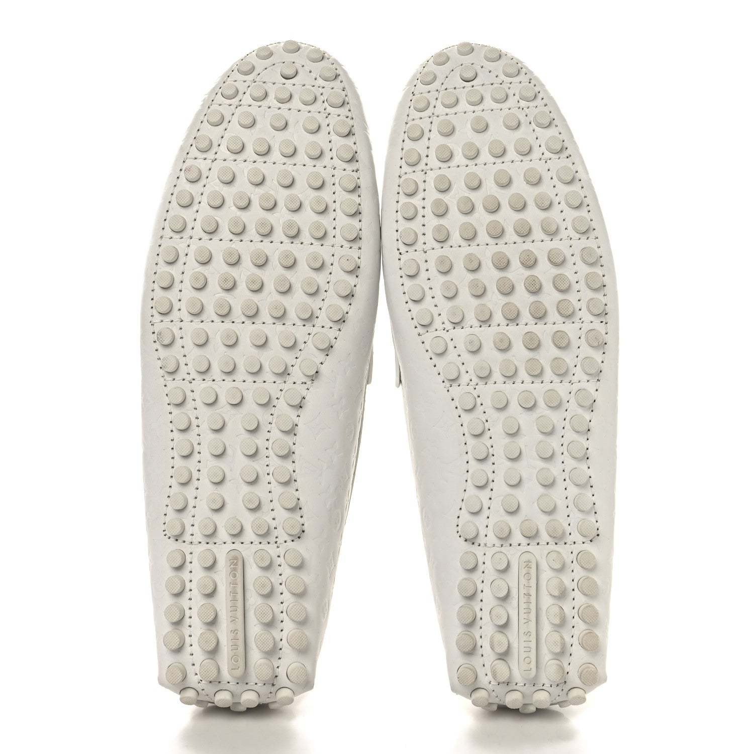 Louis Vuitton Soft Calfskin Mini Monogram Embossed Mens Hockenheim Moccasin Loafers 10 White 6 of 9