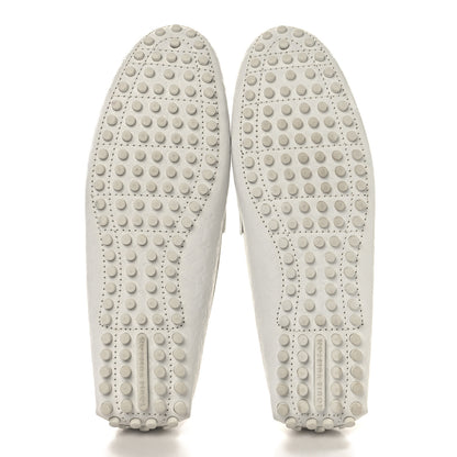Louis Vuitton Soft Calfskin Mini Monogram Embossed Mens Hockenheim Moccasin Loafers 10 White 6 of 9
