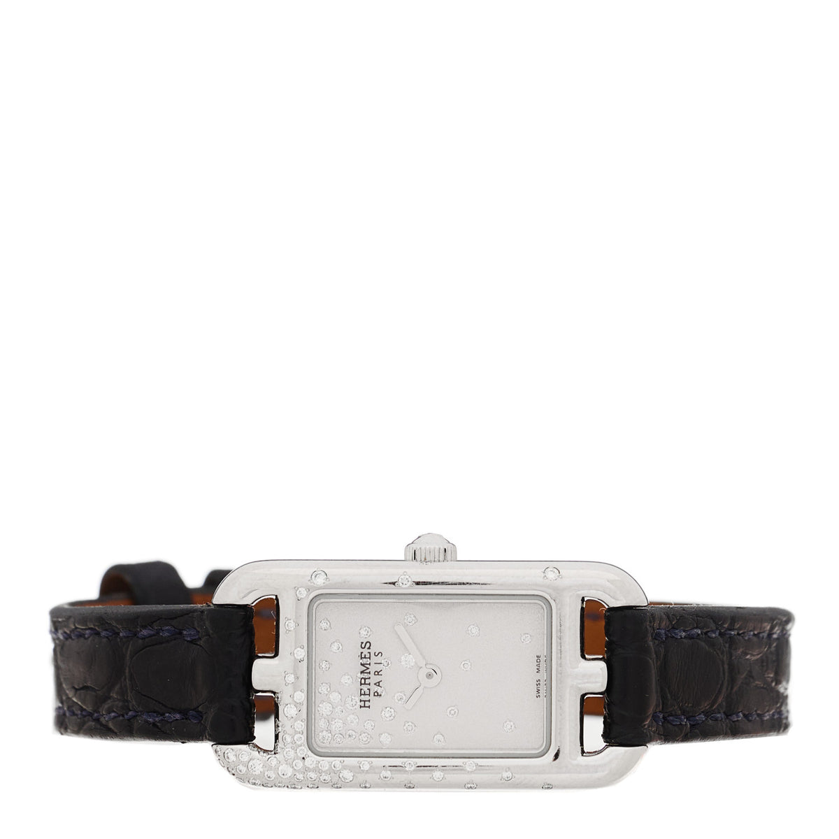 Stainless Steel Alligator Diamond 17mm Nantucket Jete De Diamants Quartz Watch Bleu Abysse