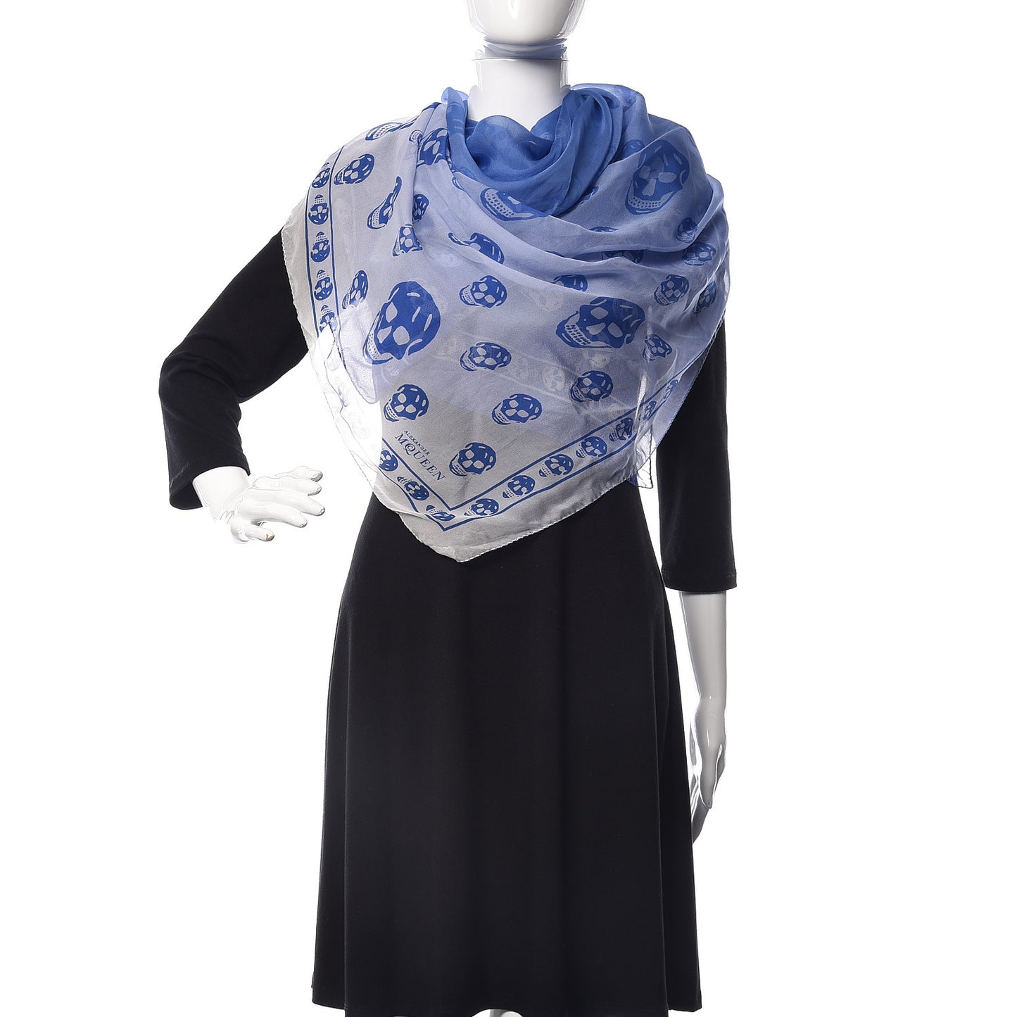 Silk Degrade Skull Scarf Royal Blue White