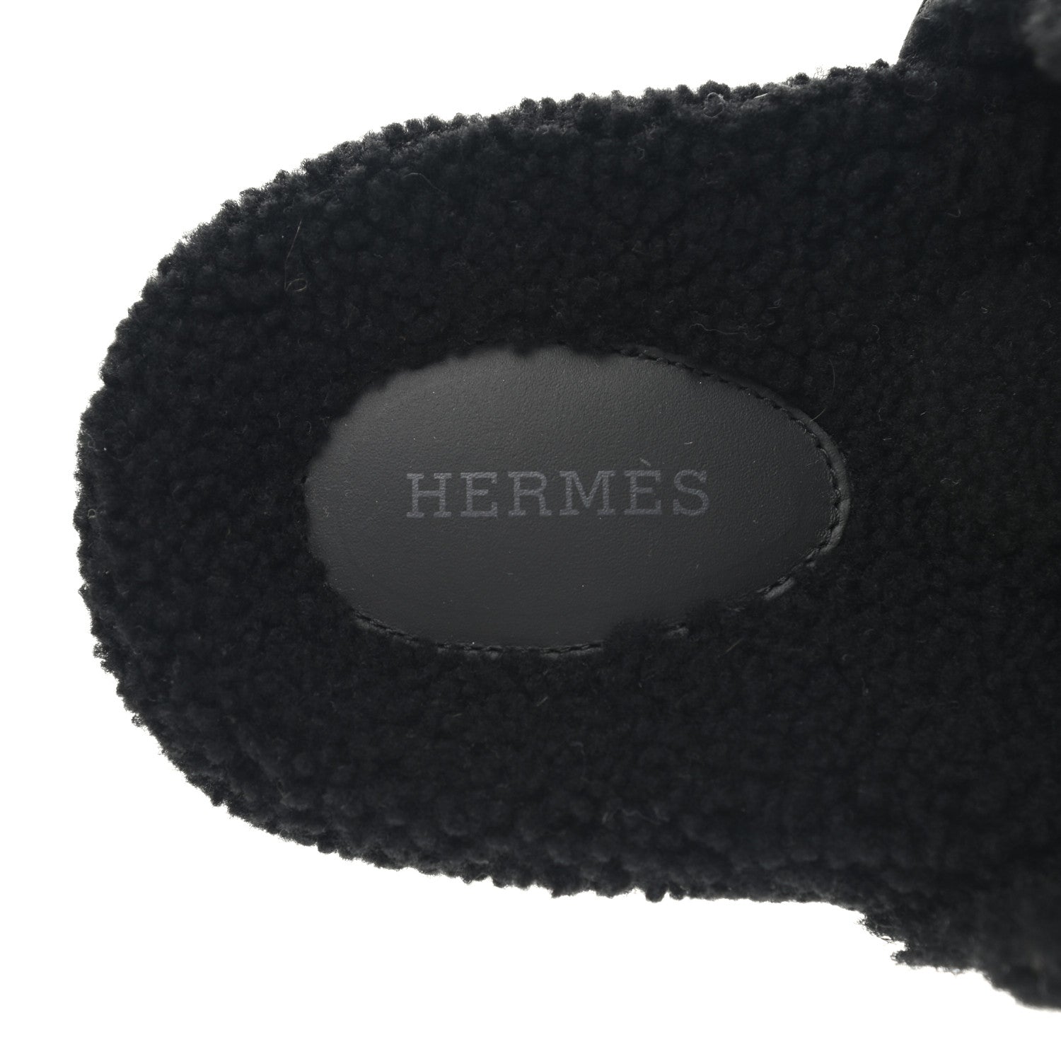 Hermes Calfskin Woolskin Mens Chypre Sandals 43 Black 7 of 8