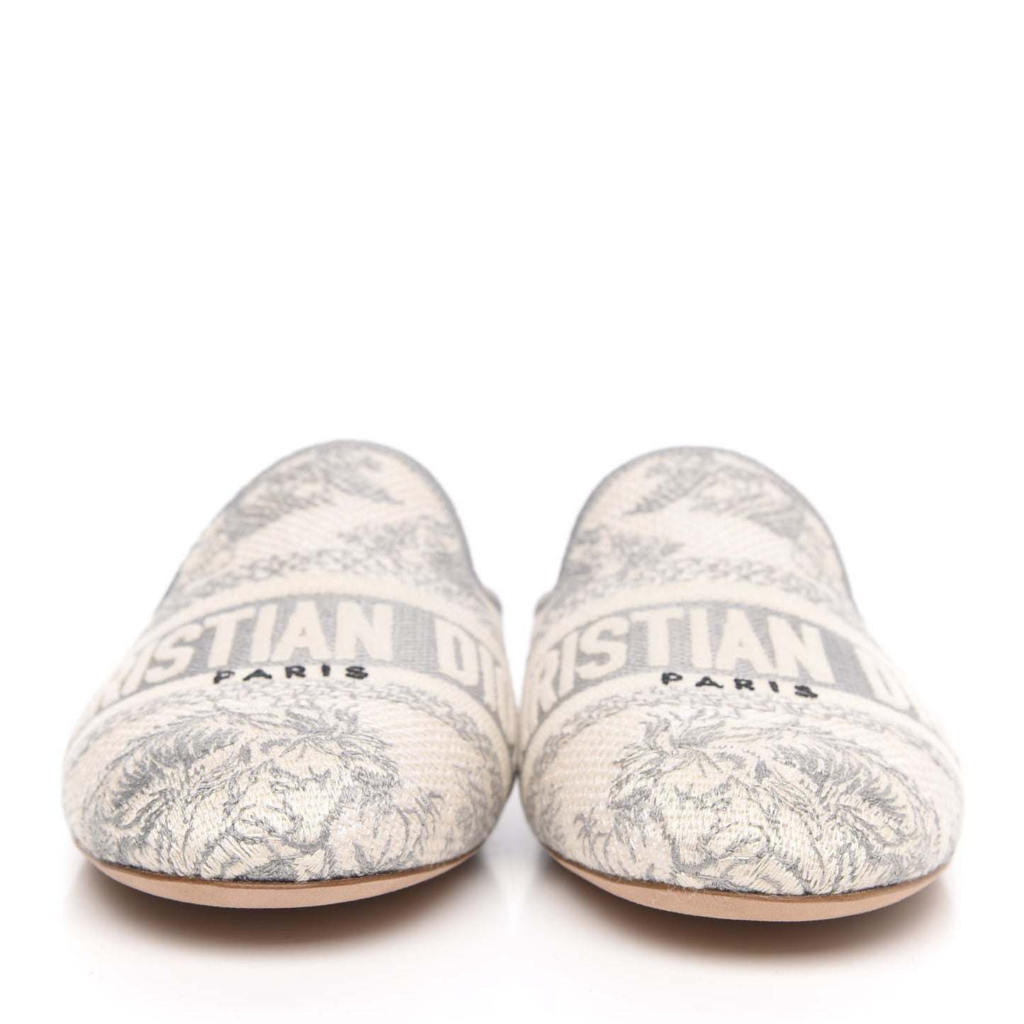 Canvas Cotton Embroidered Dioriviera Mules 36.5 Gray
