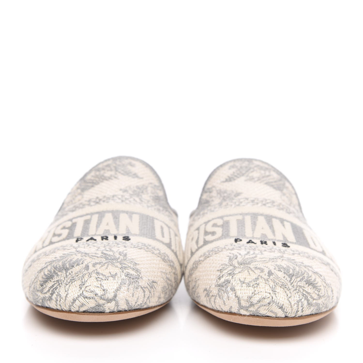 Christian Dior Canvas Cotton Embroidered Dioriviera Mules 36.5 Gray 2 of 8