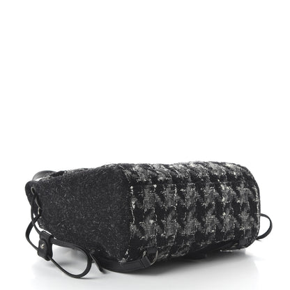 Chanel Tweed Drawstring Backpack Black Grey White 3 of 9