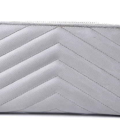 Saint Laurent Grain De Poudre Matelasse Chevron Monogram Zip Around Wallet Granite 11 of 15