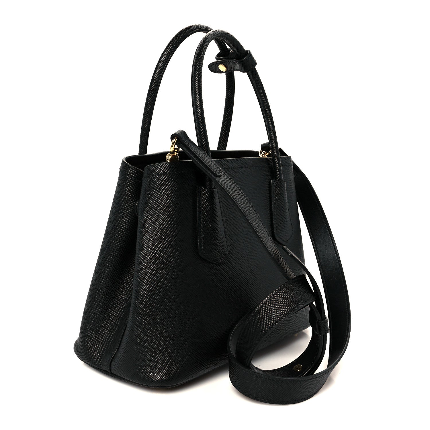Prada Saffiano Cuir Mini Double Bag Black 3 of 11