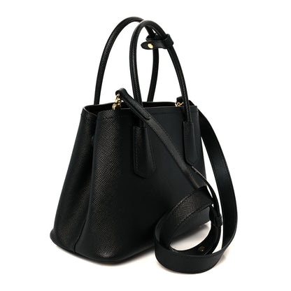 Prada Saffiano Cuir Mini Double Bag Black 3 of 11