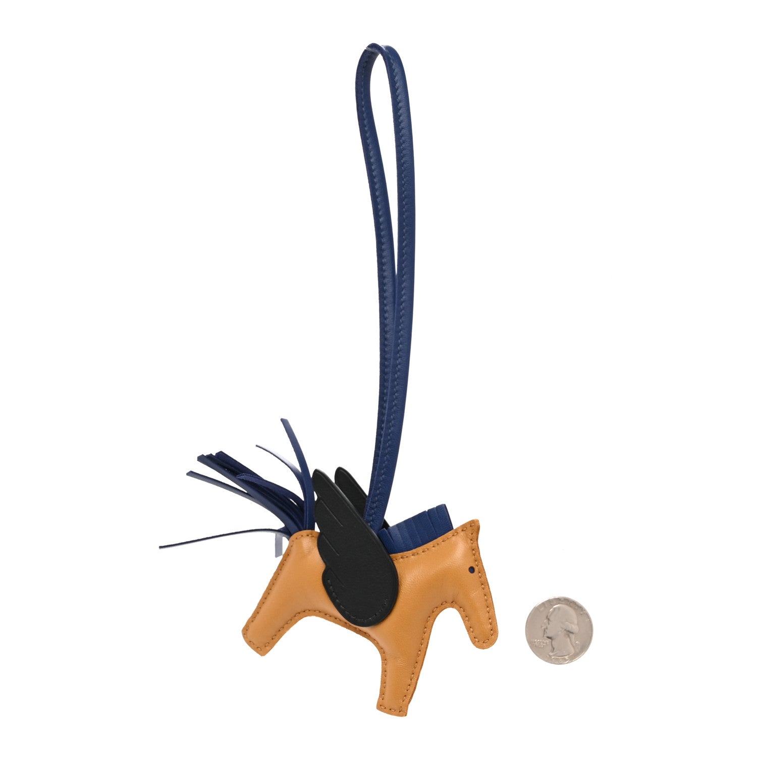 Hermes Milo Lambskin Grigri Rodeo Pegase Horse Bag Charm PM Sesame Black Bleu Saphir 2 of 5