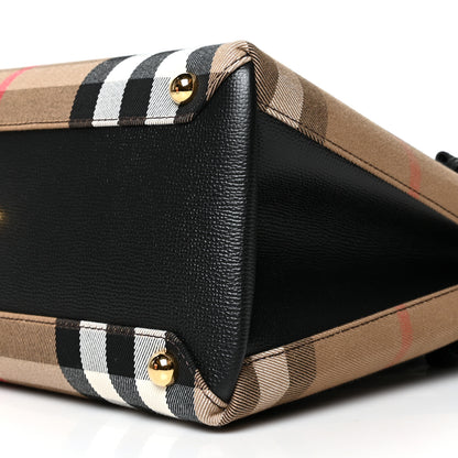 Burberry House Check Grainy Calfskin Medium Banner Tote Black 9 of 9