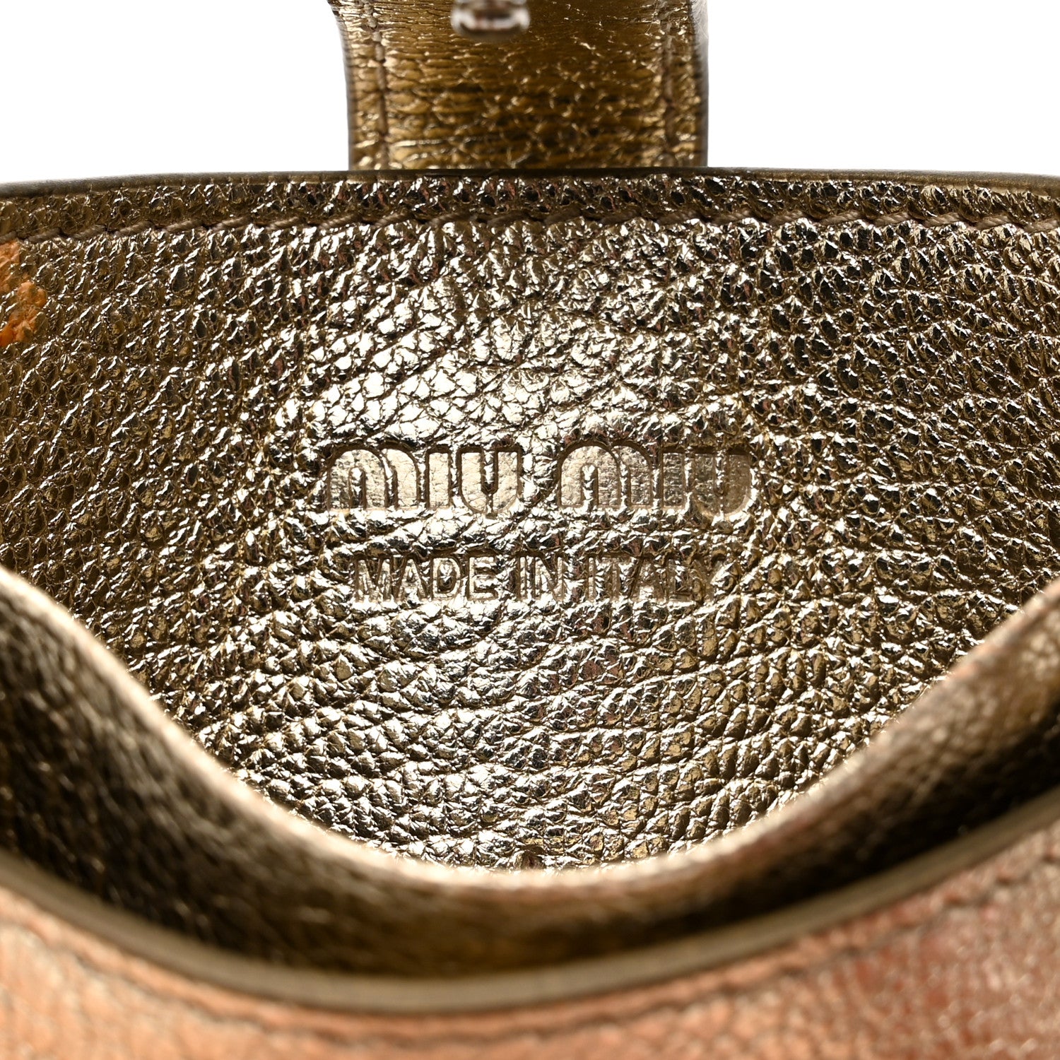 Miu Miu Metallic Goatskin Madras Crystal Card Holder Fringe Crossbody Gold 6 of 8