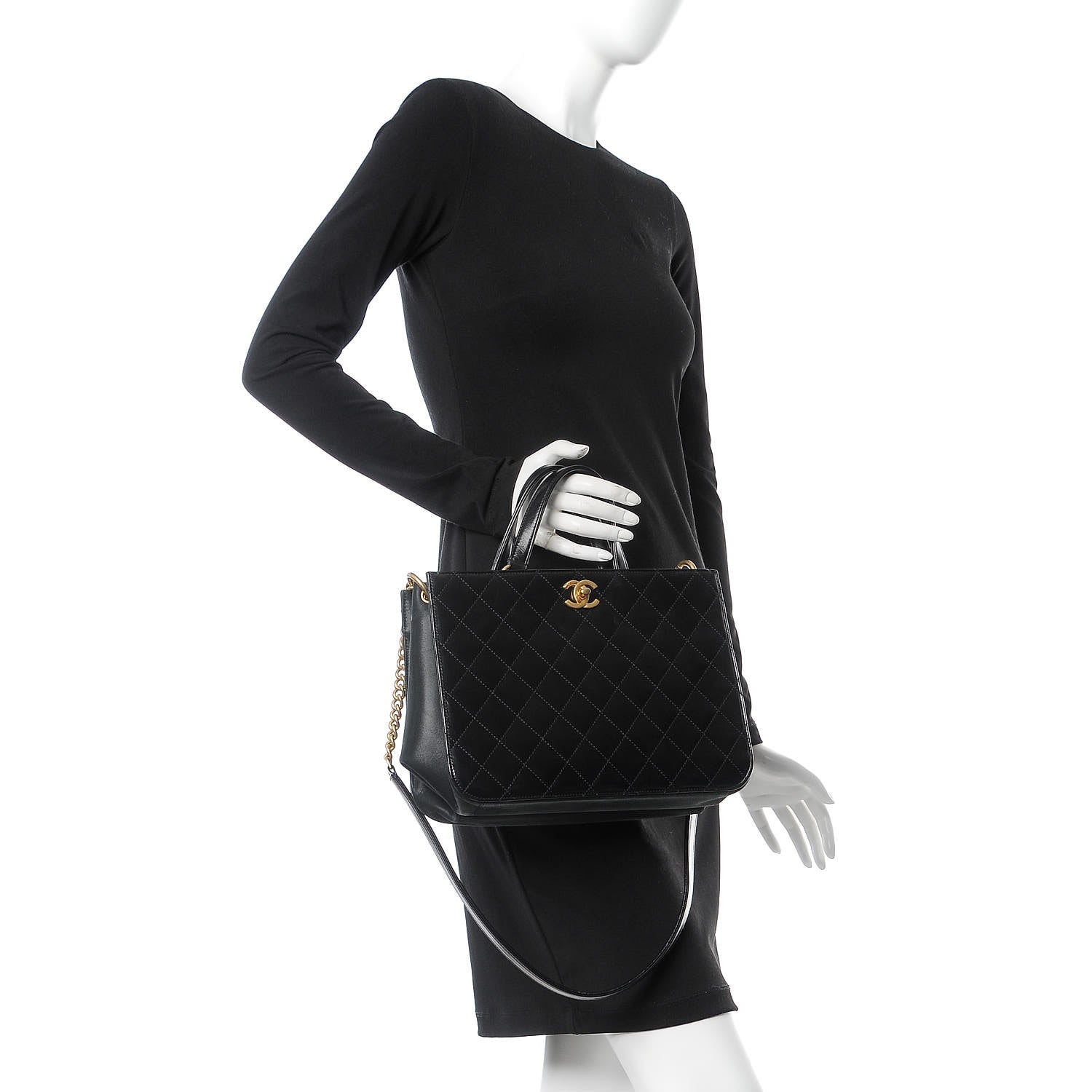 Chanel Glazed Iridescent Calfskin Quilted Tote Black 2 of 10