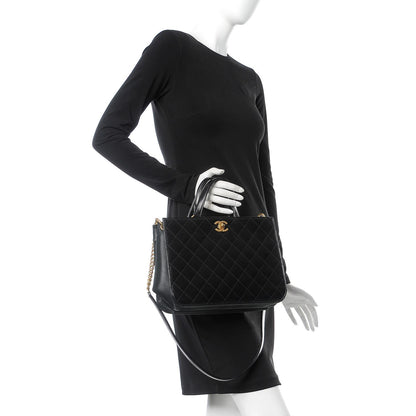 Chanel Glazed Iridescent Calfskin Quilted Tote Black 2 of 10