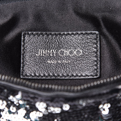 Jimmy Choo Sequin Callie Tasseled Clutch Black Silver 5 of 9