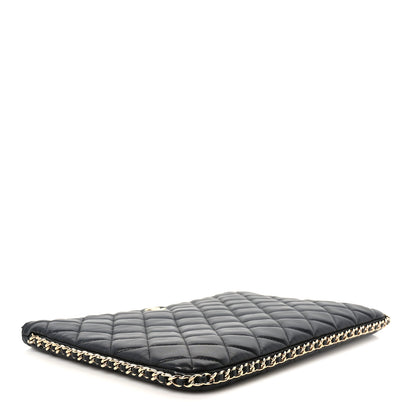 Chanel Lambskin Quilted Chain Around Medium Cosmetic Case Black 4 of 10