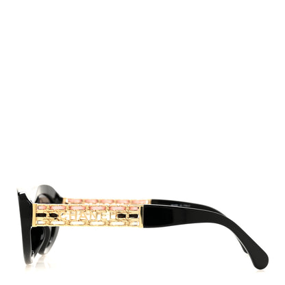 Chanel Acetate Lambskin Cat Eye Sunglasses 5538-Q-A Black Multicolor 3 of 8