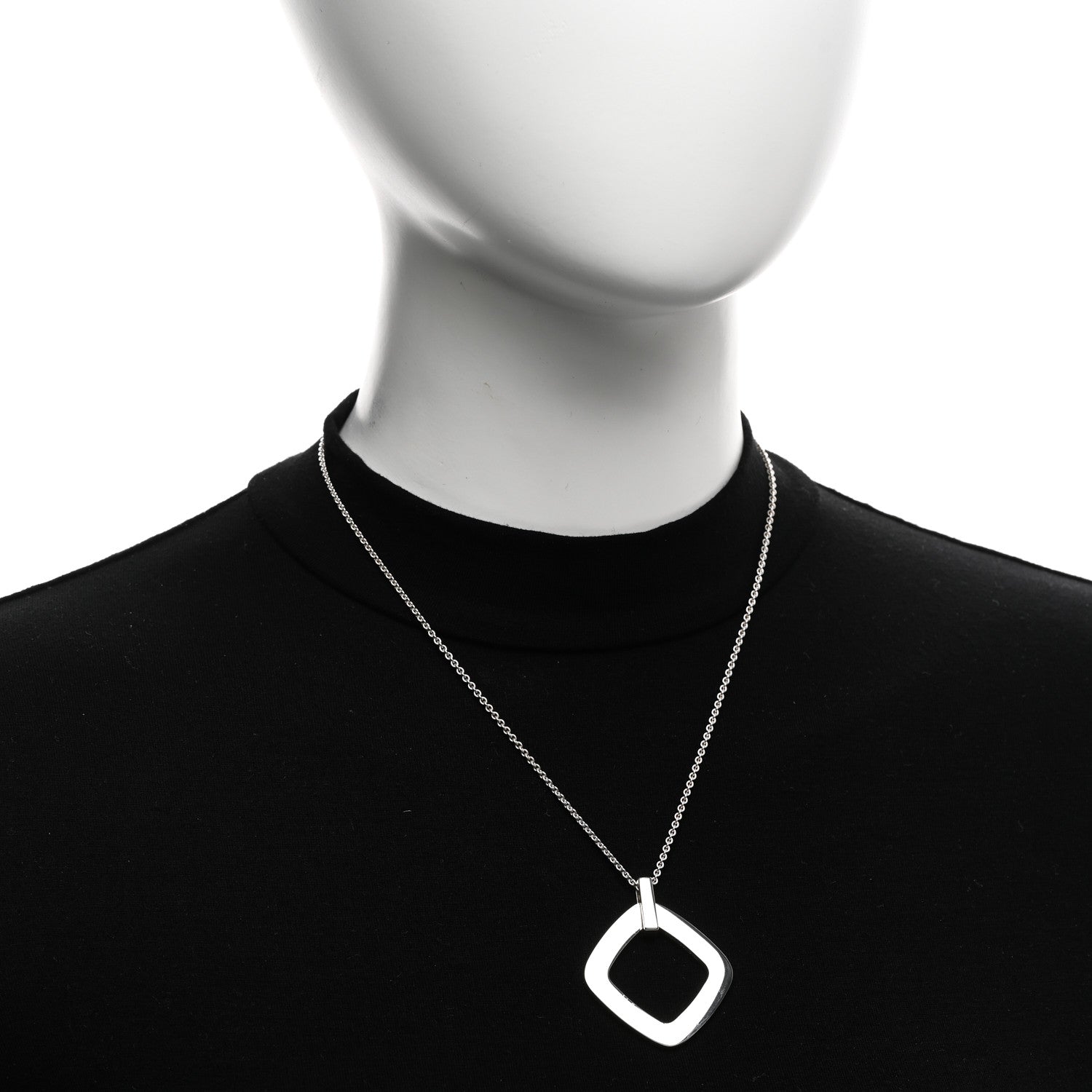 Tiffany Sterling Silver 1837 Open Square Pendant Necklace 2 of 5