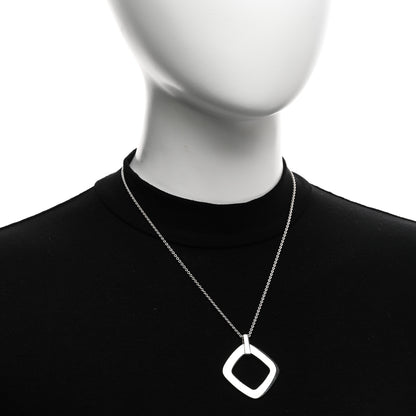 Tiffany Sterling Silver 1837 Open Square Pendant Necklace 2 of 5