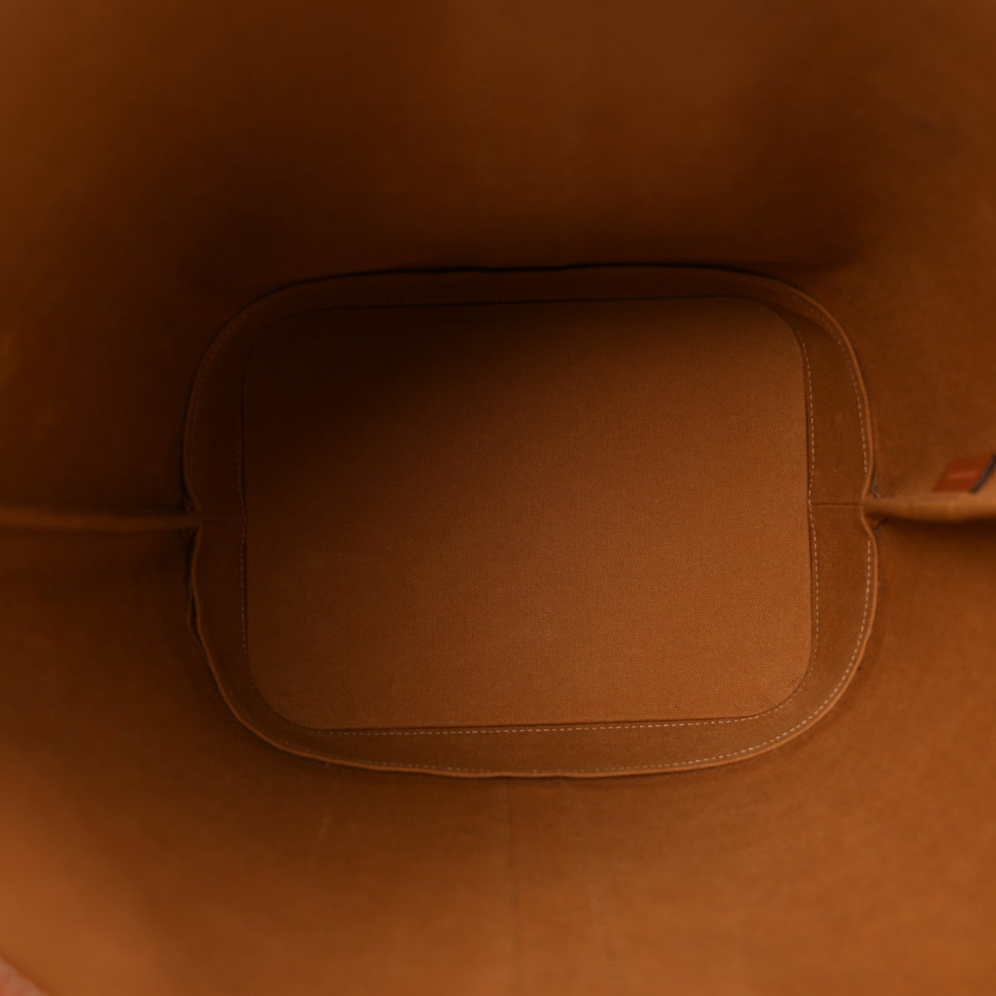 Triomphe Canvas Calfskin Medium Bucket Bag Tan