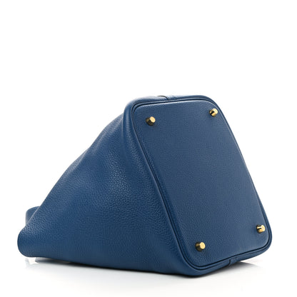 Hermes Taurillon Clemence Picotin Lock 22 MM Bleu Agate 4 of 11