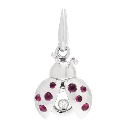 Chopard 18K White Gold Diamond Ruby Happy Diamonds Ladybug Charm 1 of 3
