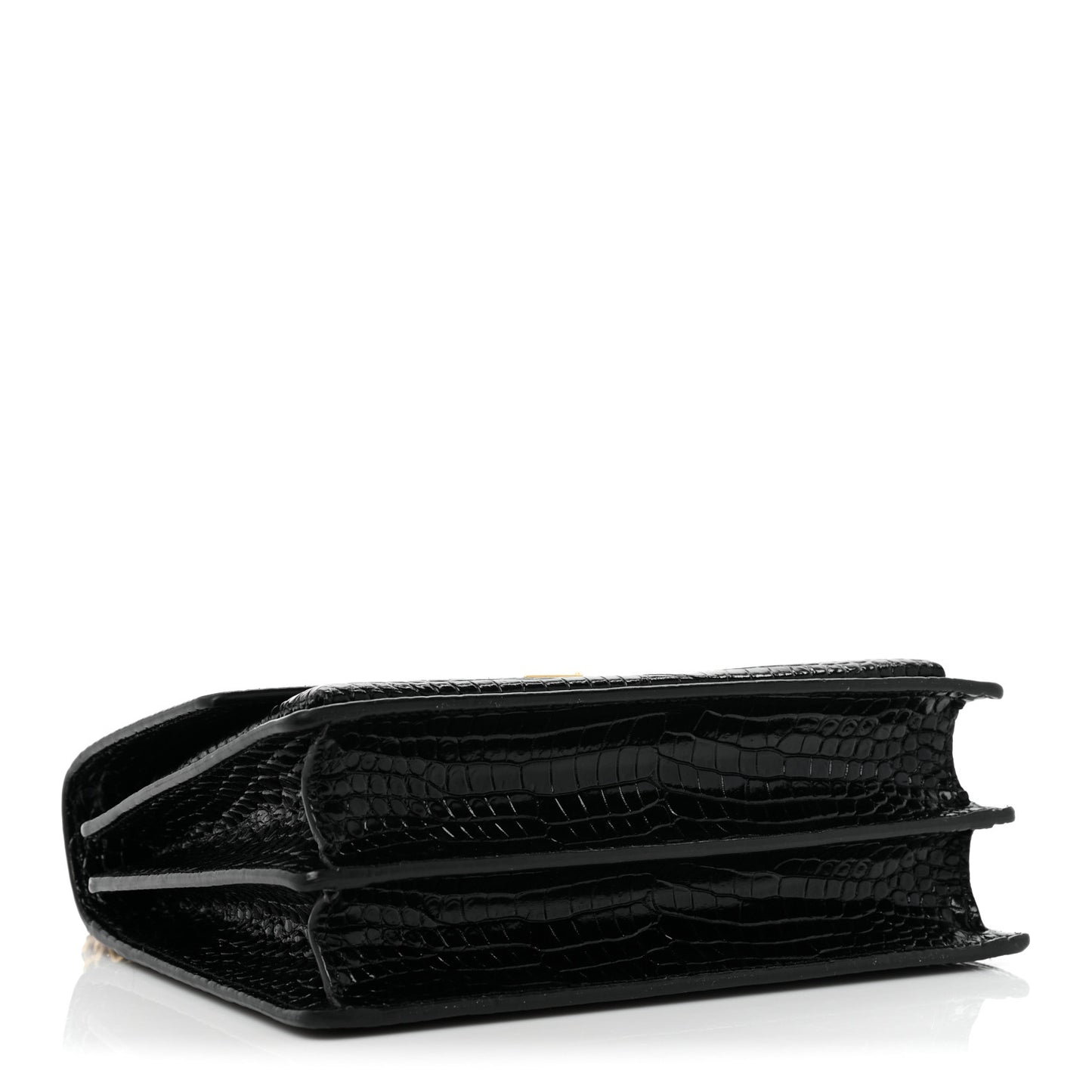 Calfskin Crocodile Embossed Medium Monogram Sunset Black