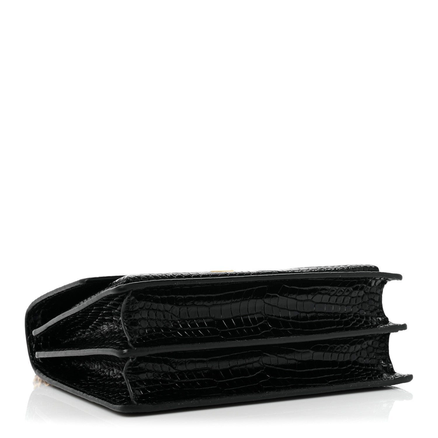 Saint Laurent Calfskin Crocodile Embossed Medium Monogram Sunset Black 3 of 15