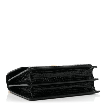 Saint Laurent Calfskin Crocodile Embossed Medium Monogram Sunset Black 3 of 15