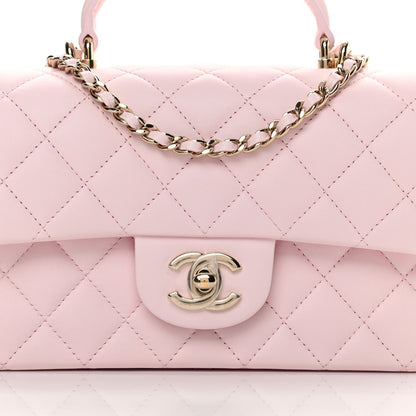 Chanel Lambskin Quilted Mini Top Handle Rectangular Flap Light Pink 8 of 13