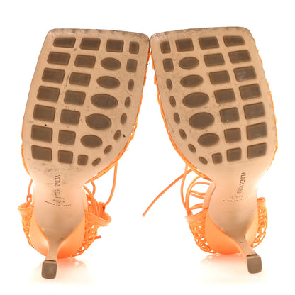 Bottega Veneta Mesh Nappa Stretch Ankle Tie 90mm Sandals 39.5 Tangerine 6 of 9