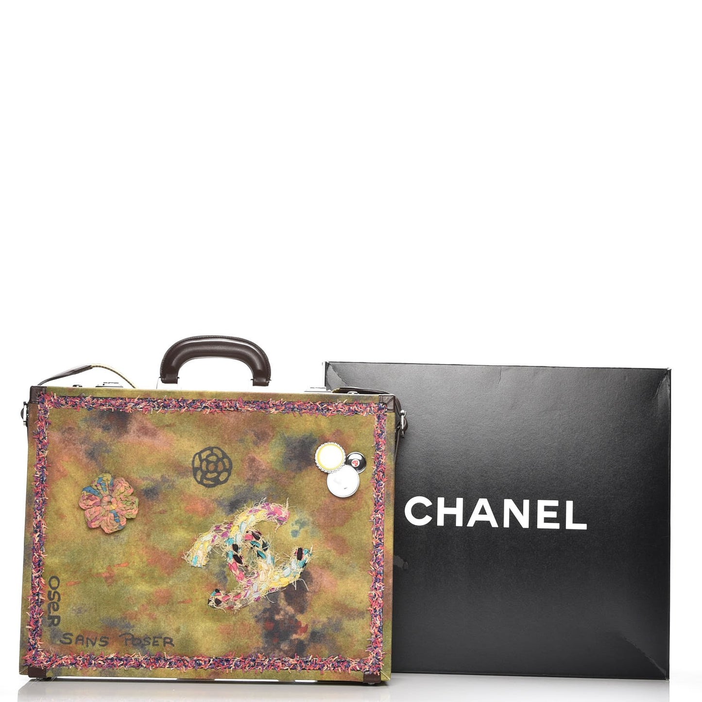 Washed Toile Graffiti On The Pavements Briefcase Khaki Multicolor