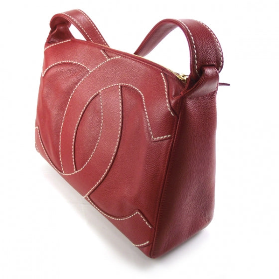 Caviar CC Stitched Small Hobo Red