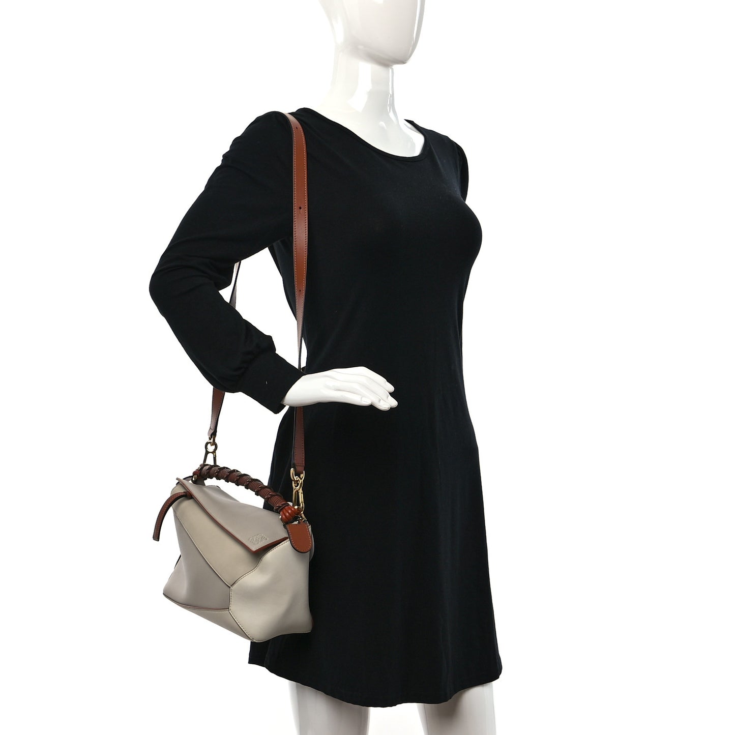 Calfskin Small Puzzle Edge Bag Ghost Soft White