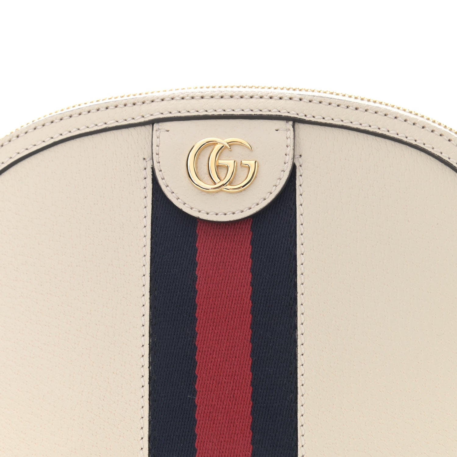 Gucci Textured Dollar Calfskin Web Small Ophidia Dome Shoulder Bag Mystic White 8 of 10
