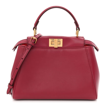 Fendi Nappa Monster Eyes Mini Peekaboo Iconic Satchel Amarena Fiamma 1 of 13