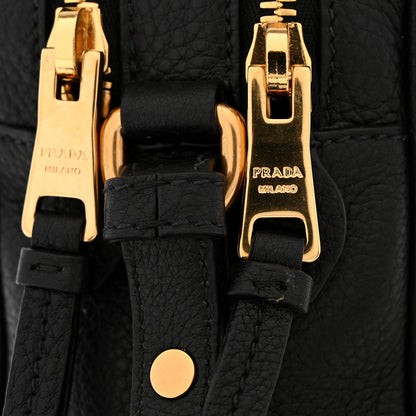 Prada Vitello Daino Medium Double Zip Shoulder Bag Black 12 of 12