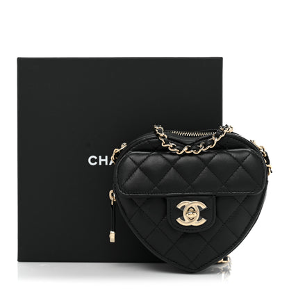 Chanel Lambskin Quilted CC In Love Heart Clutch With Chain Black 9 of 9