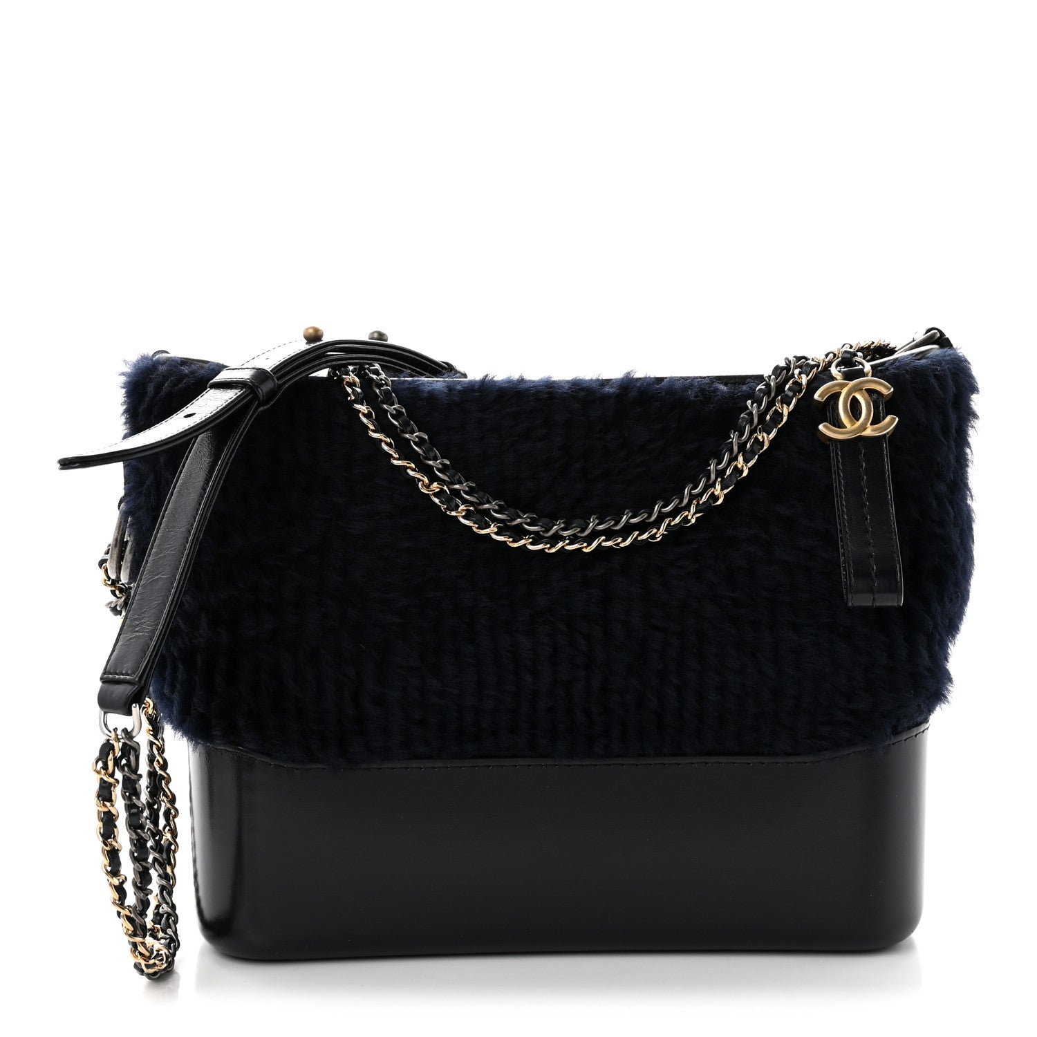 Chanel Shearling Medium Gabrielle Hobo Navy 1 of 10