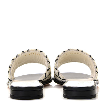 Chanel Pearl Embroidery CC Mules 37.5 Black White 5 of 11