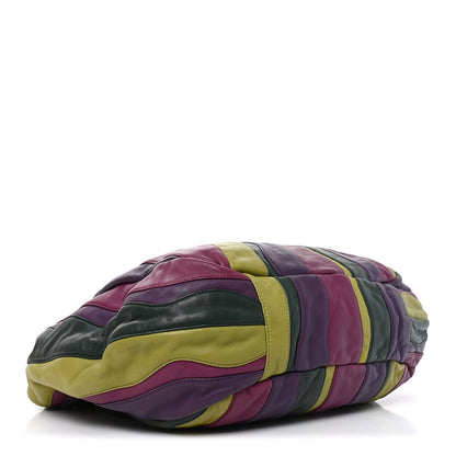 Prada Nappa Trembled Blossoms Stripes Shoulder Bag Viola Alloro 4 of 9