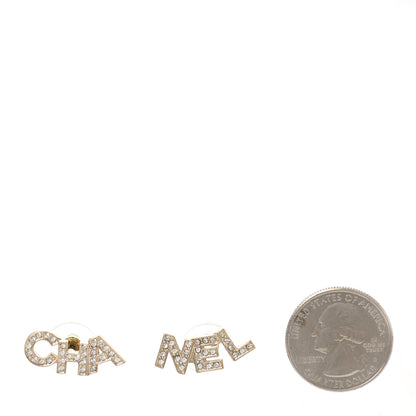 Chanel Crystal Pearl Signature Stud Earrings Gold 2 of 4