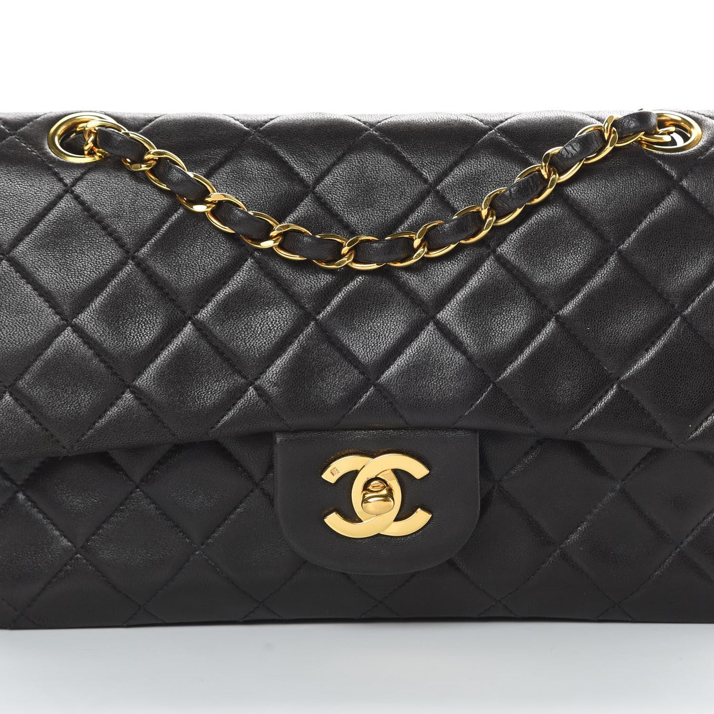 Lambskin Quilted Small Double Flap Black