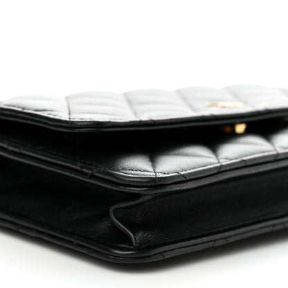 Chanel Lambskin Quilted Wallet On Chain WOC Black 10 of 12
