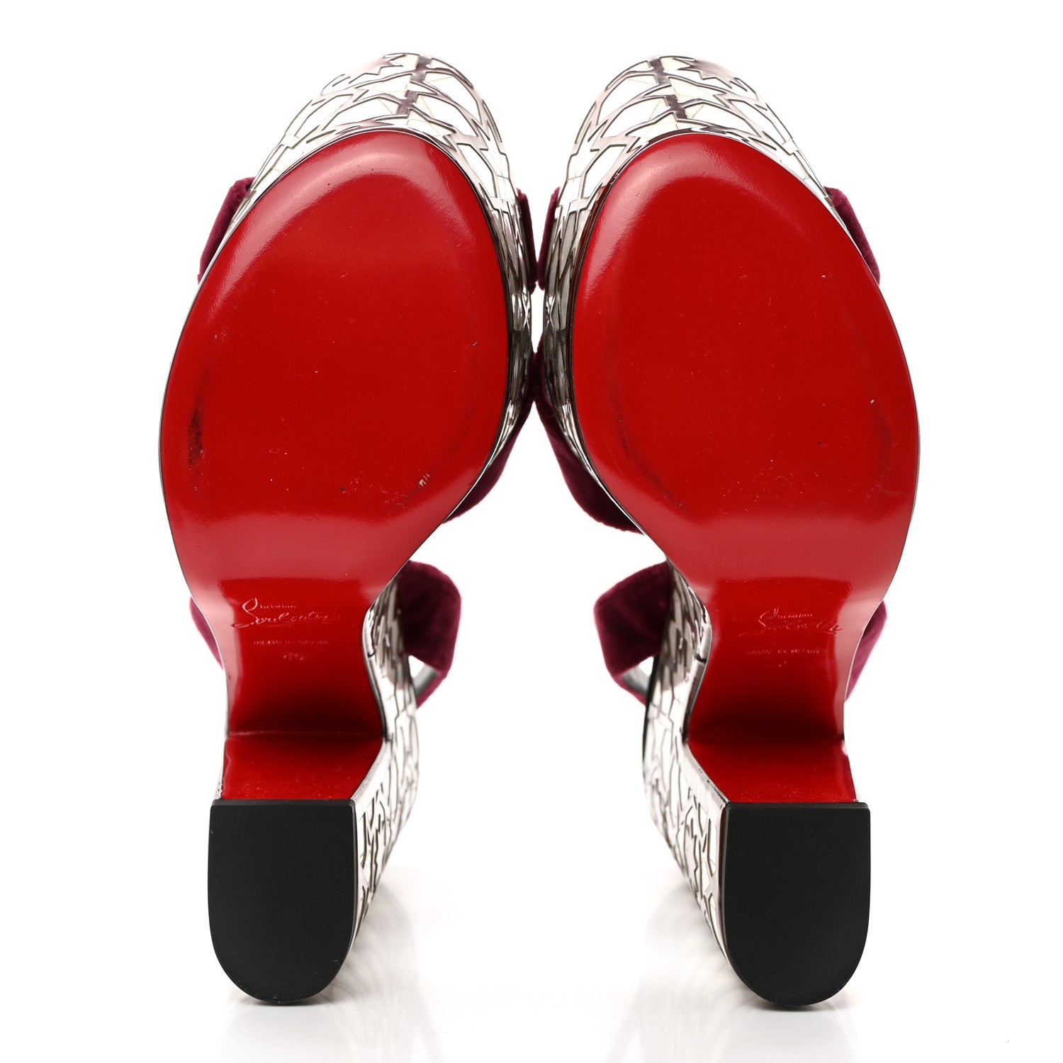 Christian Louboutin Velvet Super Yaz Pearl 160 Sandals 40 Galata Black 5 of 8