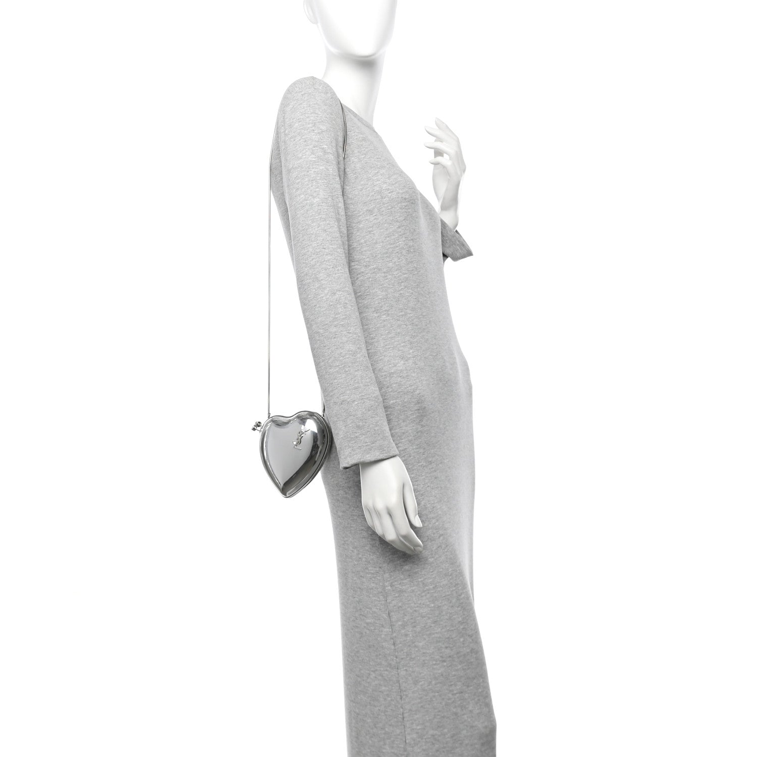 Saint Laurent Heart Monogram Love Box Crossbody Silver 2 of 10