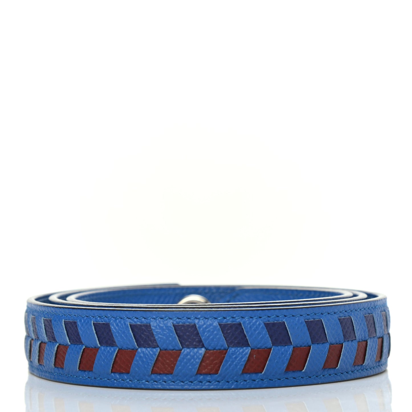 Epsom 25mm Tressage Shoulder Strap Blue Zellige Blue Encre Rouge