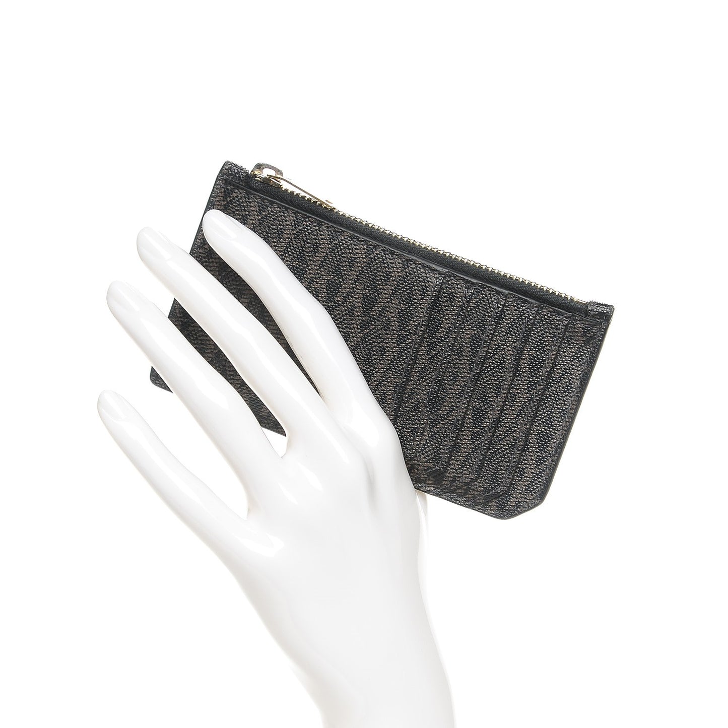 Classic Toile Monogram 5 Fragments Zip Pouch Card Holder Black
